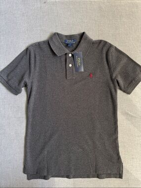 Polo by Ralph Lauren boys Dark Gray Polo with maroon pony size Medium.